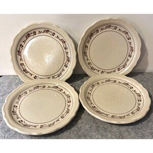 4 Syracuse 6.5" Bread Plate Brown Speckled w/Brown Flowers  #2721